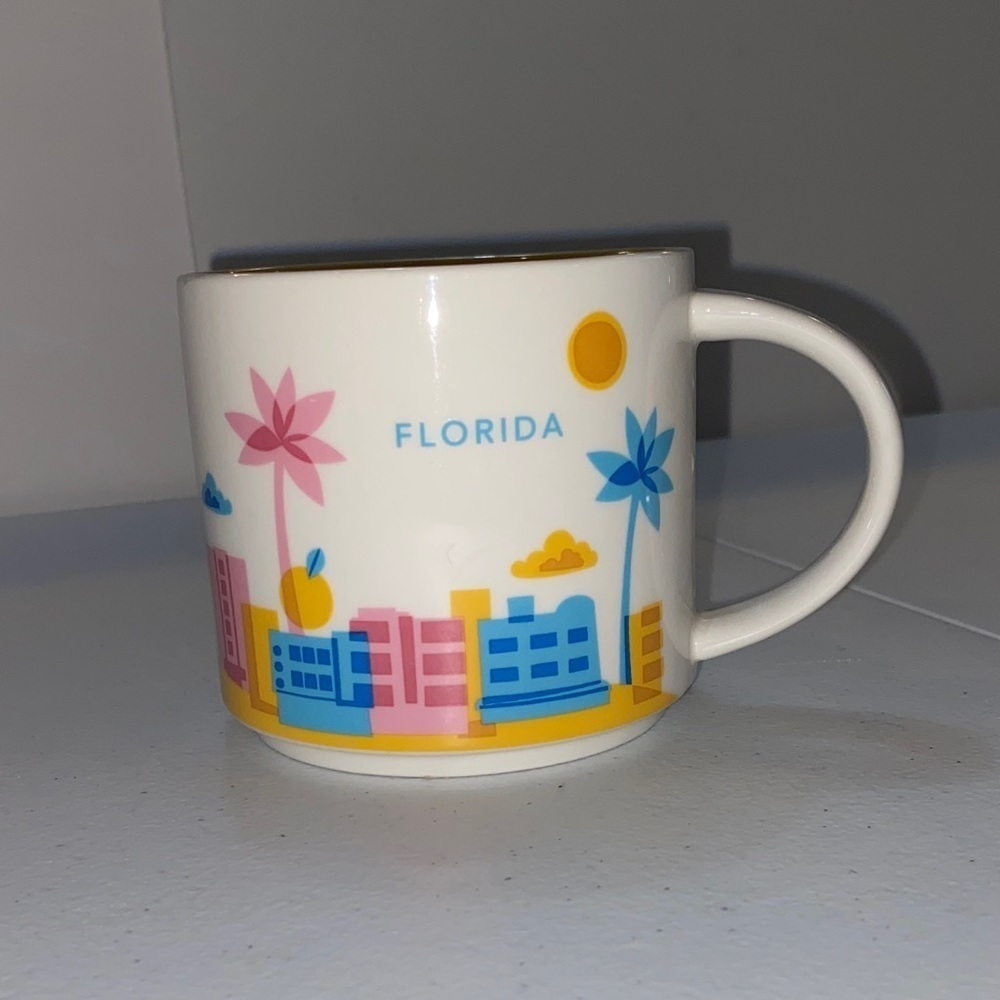 Starbucks Florida Mug with Pink, Blue, and Yellow Design you are here